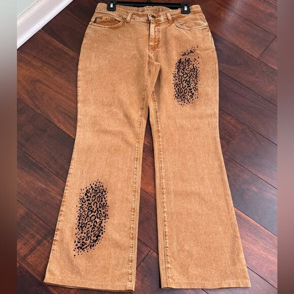 Krizia Jeans Flared Brown with Leopard Print Size 28 - Picture 6 of 14